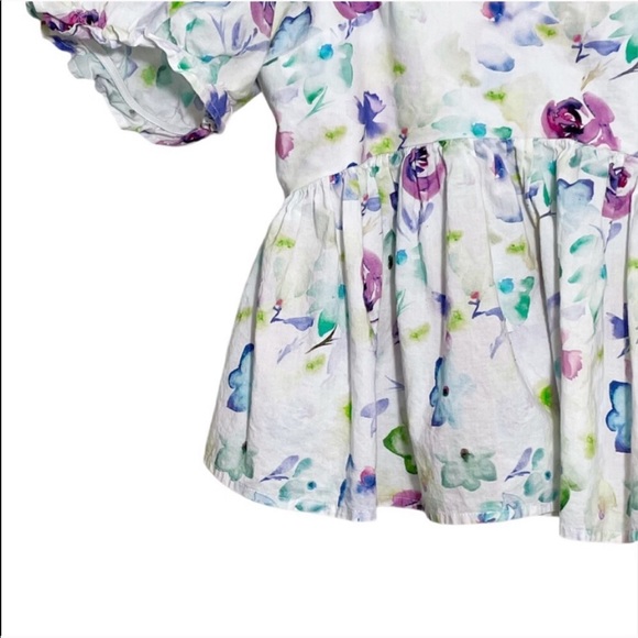 URBAN OUTFITTERS floral puff sleeve poplin top - Picture 7 of 11